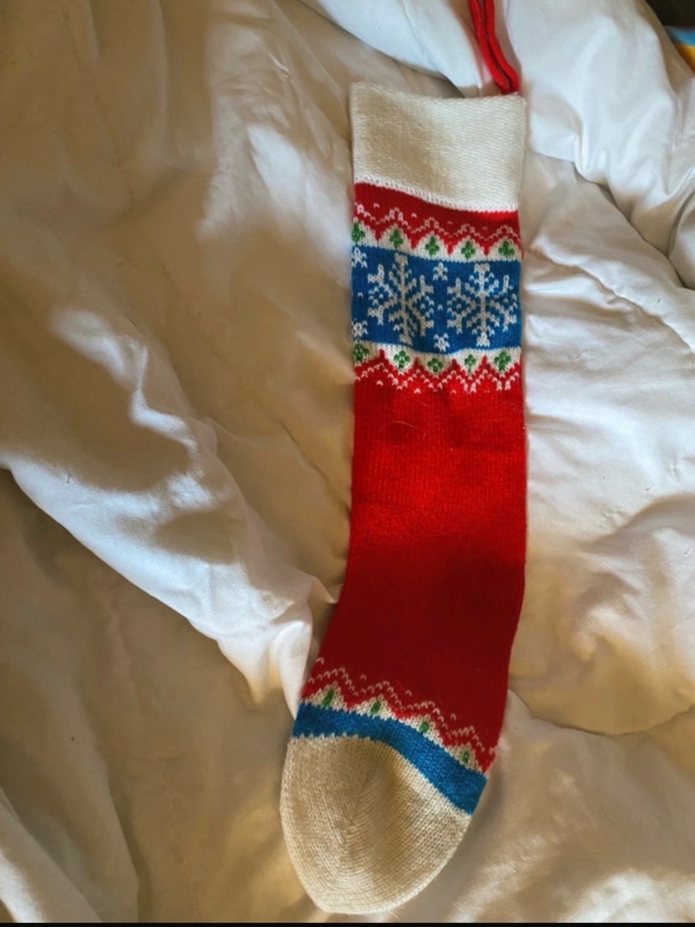 Classic Red Holiday Knit Stocking with Snowflake Pattern - hallmark 1978